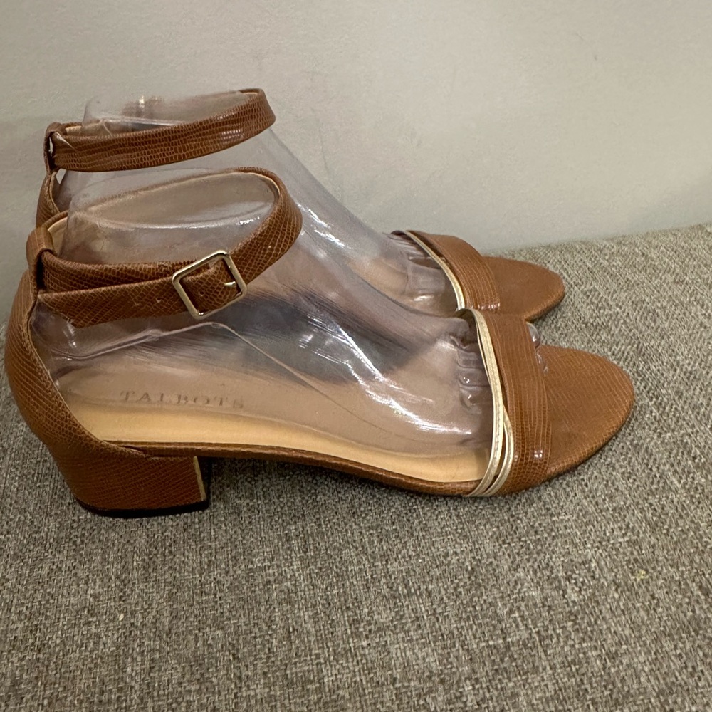 Talbots Women’s Brown Ankle Strap Slingback Heels Size 9
